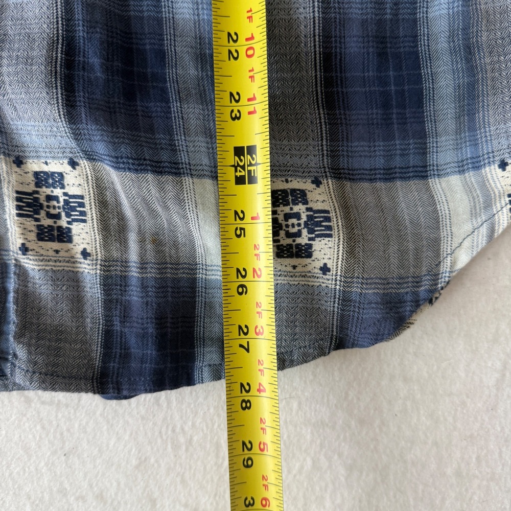American Eagle Plaid Western Button Down Relaxed Boyfriend Fit Women Large Blue - Picture 4 of 8
